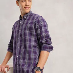 Nautica Pure Cotton Button-Down Collar Checked Classic Fit Casual Shirt-picture-14