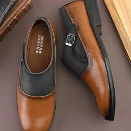 HERE&NOW Men Textured Formal Monk Shoes-picture-19