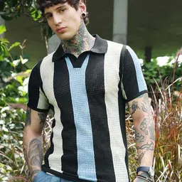 Campus Sutra Men Striped Polo Collar Cotton T-shirt-picture-21