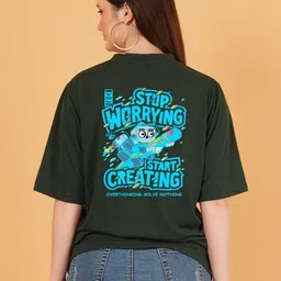 kintu parantu Women Pack Of 2 Printed Relexed Fit Drop-Shoulder Sleeves T-shirt image 4