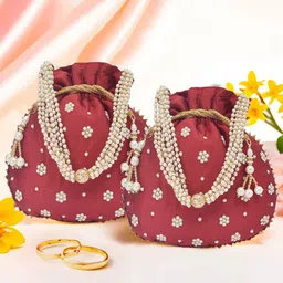 Kuber Industries Set Of 2 Embroidered Potli Clutches-picture-45