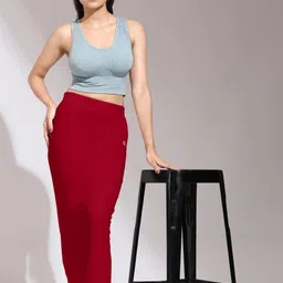 Trendmalls New.P02-Red Lycra Blend Petticoat image 3