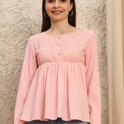 JAKANARY Women Peplum Cuffed Sleeves Top-picture-20