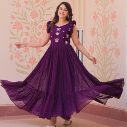 Tilton Women Embroidered Georgette Fit & Flare Maxi Dress-picture-16