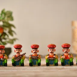 fashion bizz Rajasthani Wooden Musician Bawla Set of 6 Pcs Decorative Showpiece-5.4 cm-picture-20