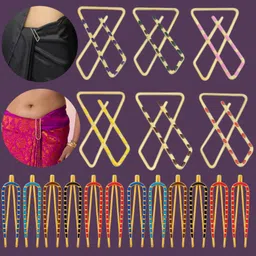 FlyTouch Saree Pin Combo – 6 X Pins & 12 U Pins Gold Plated Multicolor Daily Use Brooch-image-48