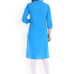Neelokurti Mandarin Collar Cotton Silk Straight Kurta image 4