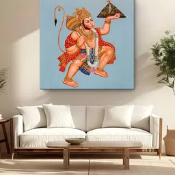 999Store Red & Blue Lord Hanuman Printed Canvas Wall Art-image-68