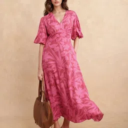 RAREISM Floral Print Flared Sleeve Maxi Dress-picture-20