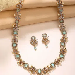 KARATCART Gold-Plated American Diamond Stone Studded Jewellery Set-picture-36