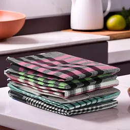 Kuber Industries Grey & Green 30 Pieces Checked Durable Cotton Kitchen Towels image 1