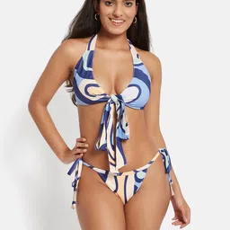 SECRETS BY ZEROKAATA Women Pack Of 2 Assorted Halter Printed Beach Wear Bikini Set image 2