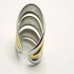 SAPRAA TRENDS Anti Tarnish Steel Dual Tone Adjustable Ring image 2