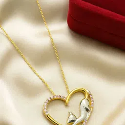 athizay Gold-Toned Brass Cubic Zirconia Minimal Necklace-image-8