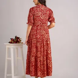 PRESHA Floral Printed Cotton Block Print Anarkali Kurta image 2