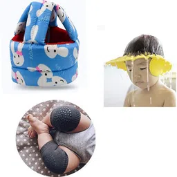 marqueonn ® Baby light blue Safety Helmat with Shower cap or knee pad Baby Head Protector Adjustable Size Baby Learn to Walk Or Run Soft Safety Helmet Safety Cap-picture-16