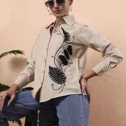 all about you Women Regular Fit Embroidered Spread Collar Casual Shirt-picture-15