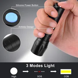 mz SMALL SUN M322 (ZOOMABLE LED METAL TORCH) 25W Laser COB, 500mAh Battery MIZUN Torch image 3