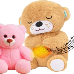 rudrav Combo of 2 – Breathing Otter Brown and Pink Teddy Soft Toys - 24 cm-picture-39