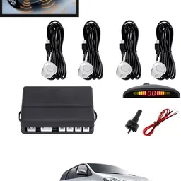 maties 4Pcs White Reverse Parking Sound Warning sensor for car Protection-155 Car Reverse Parking White 4 Sensor With LED Display/Buzzer -155 Parking Sensor-picture-10