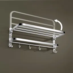 Stainless Steel Dual Folding Towel Rack With Hooks/ Towel Bar/ Stand (Chrome - 24 Inch) Towel Holder-image-86