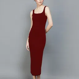 design plus fashion Women Bodycon Maroon Midi/Calf Length Dress-picture-10