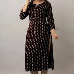 ftdiva Women Printed, Embellished, Paisley Viscose Rayon Straight Kurta-picture-31