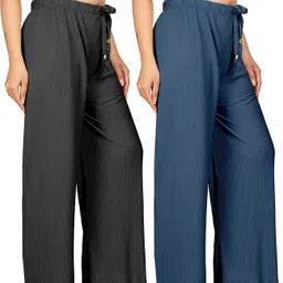 payaltextile Pack of 2 Women Regular Fit Multicolor Cotton Blend Trousers-picture-24