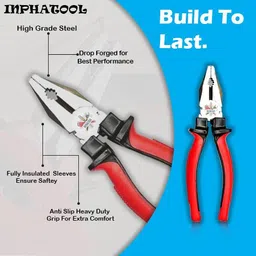 inphatool 8"inch Plier With _ 6"Inch Nose Plier Wire Cutter Line Tester 2in1 Screwdriver Lineman Plier image 2