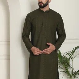 sojanya Men Embroidered Pure Cotton Straight Kurta image 5