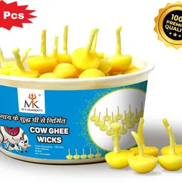 mkagarbatti Ghee Diya Batfi for Puja Handmade Cow Ghee Wicks- 100Pcs Cotton Table Diya-picture-34