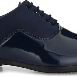 here&now Blue Patent Synthetic Leather Party Office Shoes Lace Up For Men image 3