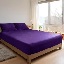 the little big store Fleece King Fitted (Elastic) 250 TC Solid Bedsheet-picture-10