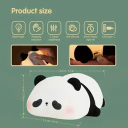 finaro Sleeping Panda Light Lamp Silicone USB Rechargeable 7-Colors Changing Light Night Lamp image 3