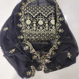 fusionvalley Unstitched Georgette Salwar Suit Material Embroidered image 4