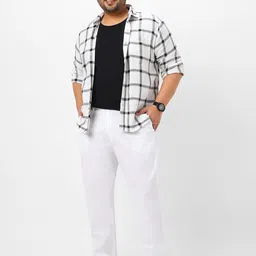 urbano plus Men Regular Fit White Pure Cotton Trousers image 4