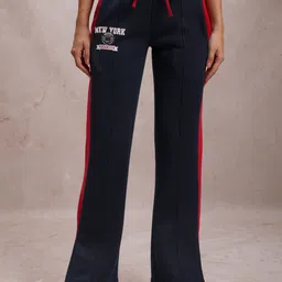 Women Colorblock Dark Blue Track Pants-image-112
