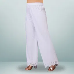 ecoundies Pack of 2 Women Straight Fit Brown, White Lycra Blend Trousers image 2