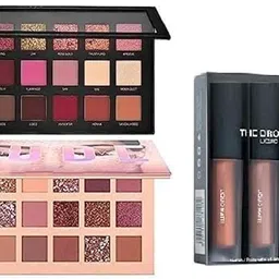 justtya Just Tya | Luxury Eyeshadow Palette Set with 18 Shades Rose Gold Remastered and Nude Edition with 4 Mini Lip Colors Nude Edition, Matte and Shimmer Finishes image 1