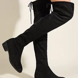 the white pole Fashion Over Knee High Womens Boots Pull On Stylish Long Boots For Womens & Girls image 3