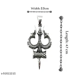 beautivia Damaru Trishul Locket Pendant for Men and Women image 3