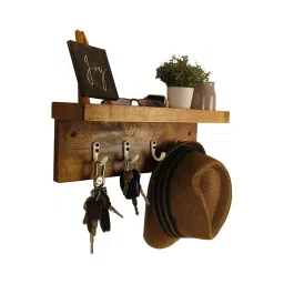 symplify Baxter Wooden Wall Shelf Organiser With Key Holders-picture-12