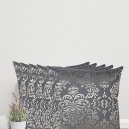 Home Blue & Gold-Toned Set of 5 Self Design Square Cushion Covers image 1