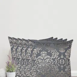 Home Blue & Gold-Toned Set of 5 Self Design Square Cushion Covers image 1