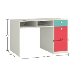 adona Alana Study Desk with Cabinet Drawer and Shelf in Misty Turquoise Strawberry Pink Colour image 5
