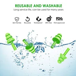 james international Ear Plugs for Sleeping Noise Cancelling Reusable Silicone Earplugs for Sleeping, Shooting, Swimming, Study, Work, Travel, Suitable for Kids and Adults(10 Pair) Orange and Green image 5