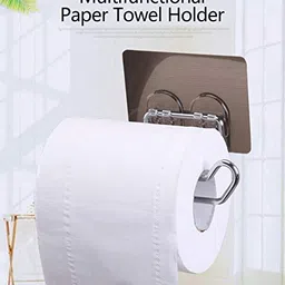 ZIZLY Stainless Steel Self Adhesive Toilet Paper Holder Tissue Paper Roll Holder Bathroom Rack for Kitchen Towel Holder image 5