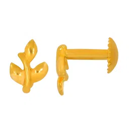 BHIMA 22K Hallmark 916 Purity Yellow Gold Moulding Leaf Stud image 5