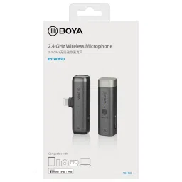 Boya Type C & 3.5 Jack Wireless Microphone with 2.4GHz Transmission Technology (Black) image 4