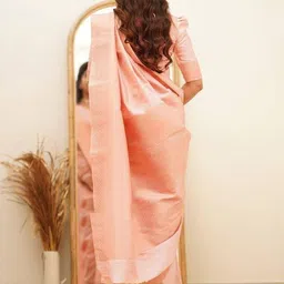 Aamish fashion Ethnic Motifs Woven Design Zari Saree with Unstitched Blouse Piece image 3